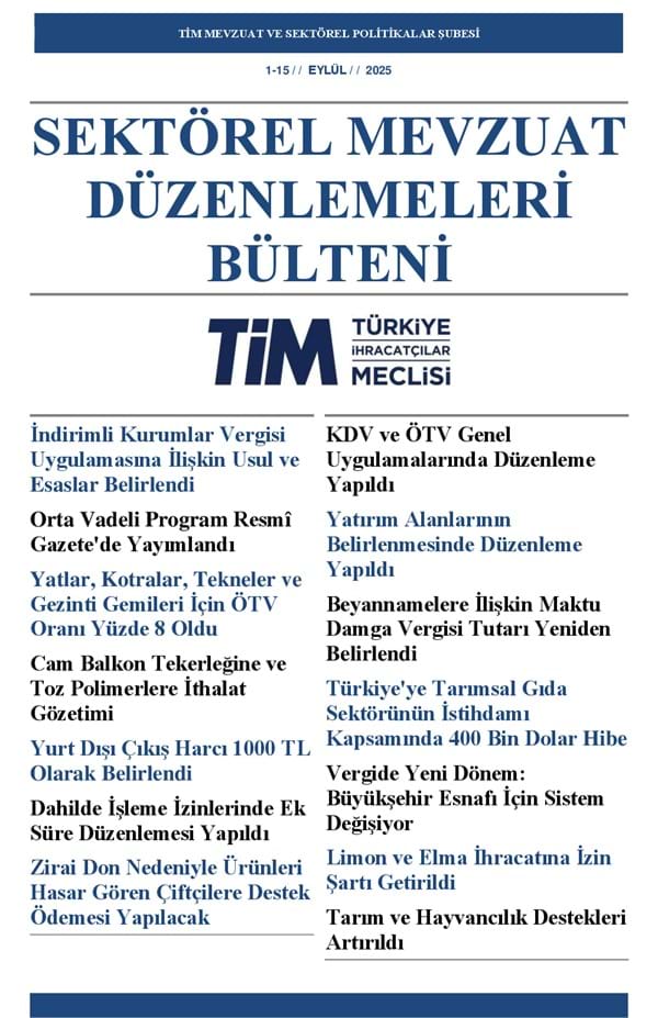 1-15 Eylül 2025 Bülteni 