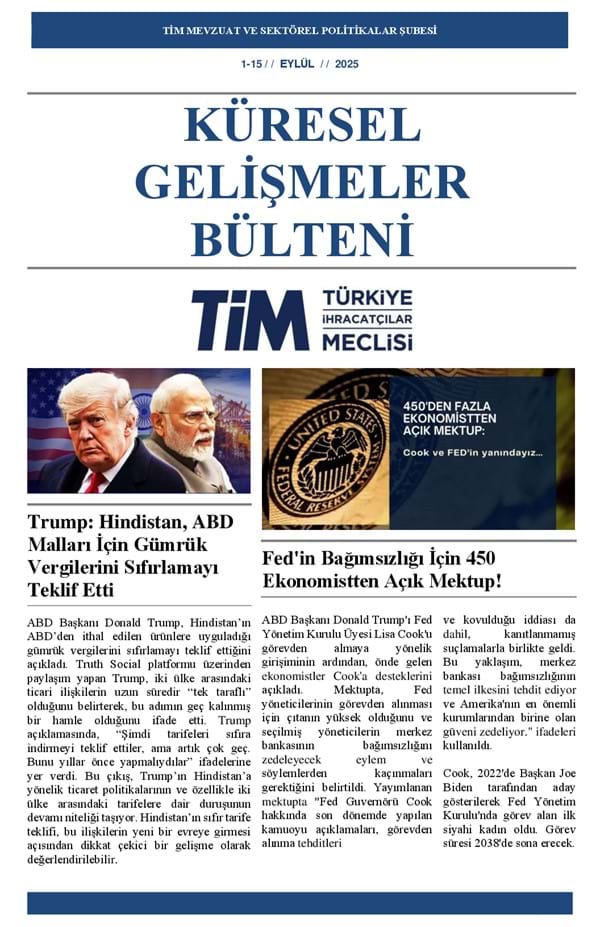 1-15 Eylül 2025 Bülteni 